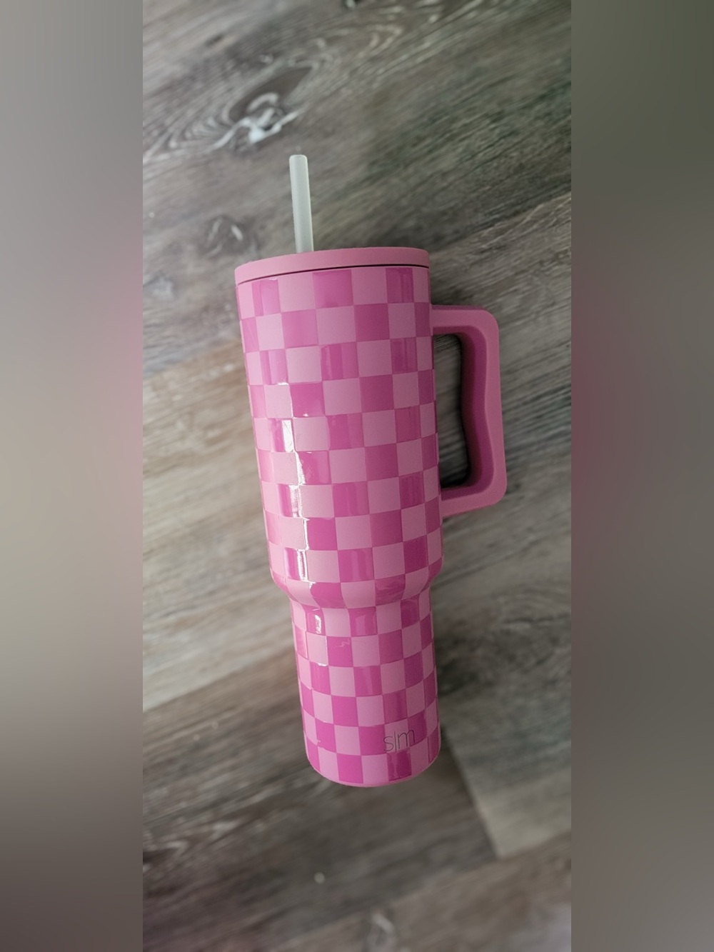 Simple Modern Pink Checkered 40 oz Tumbler (large 40 oz only)